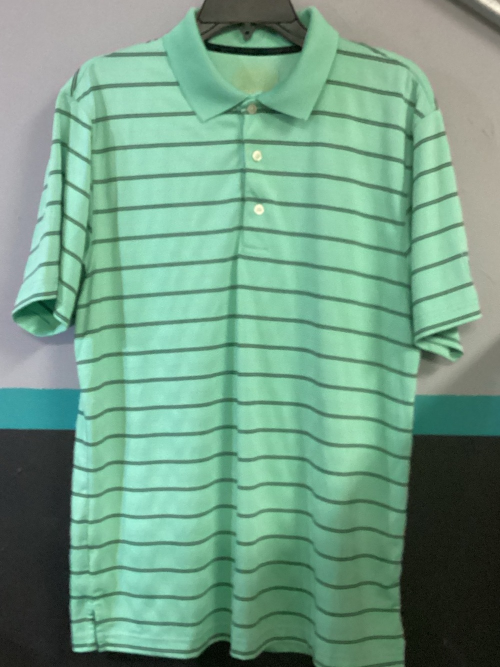 PGA Tour Mint Green Polo with Gray Stripes